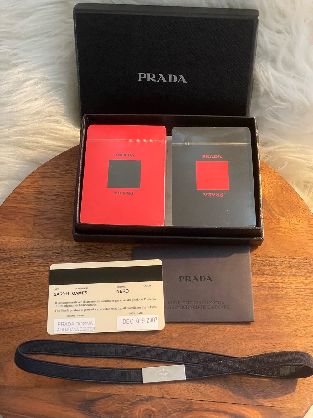 PRADA Factory Sealed Boxed Set of Black & Red Playing Cards 2AR911